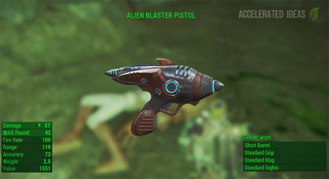 Alien Blaster stats screen