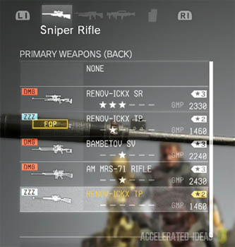 customized weapon selection