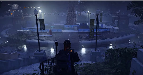 Actual christmas tree near cafe