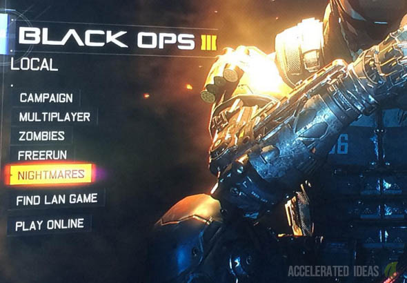 Nightmares menu option in Black Ops 3