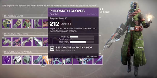 EDZ Engram rewards from faction vendor