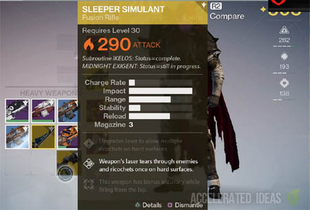 Sleeper Simulant - in-game stats screen