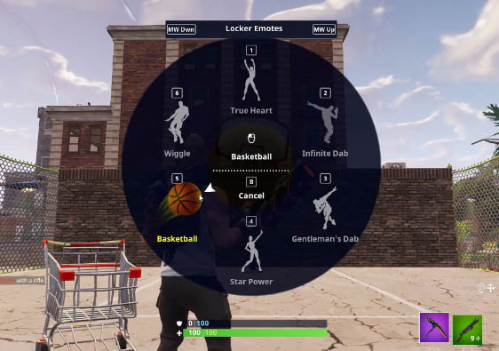 Player selecting a basketball