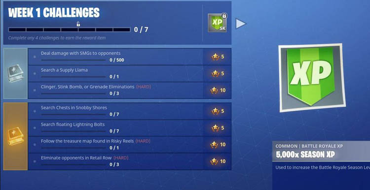 Fortnite Season 5 - Week 1 Challenges Cheat Sheet and Map Guide