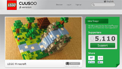 Official Minecraft Lego Project gains over 5000 supporters at Cuusoo