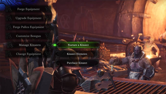 Kinsect upgrade menu options
