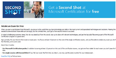 Microsoft 2nd shot is back - Retake any exam for free in 2012 and 2013