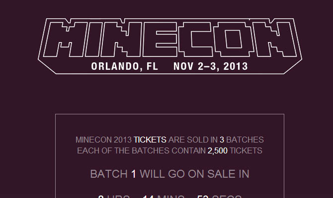 Minecon 2013 Tickets Now On Sale