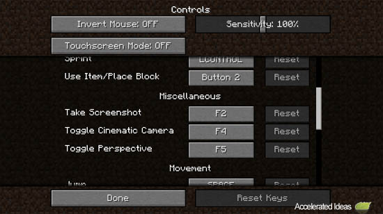 Minecraft 1.7 - New Controls Menu