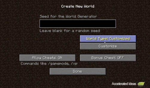 Minecraft 14w17a - Customize World Options