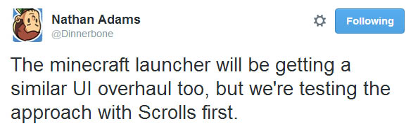 Tweet Minecraft launcher redesign