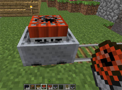 How to create Minecart with Mob Spawner and Minecart with TNT - Minecraft 1.5