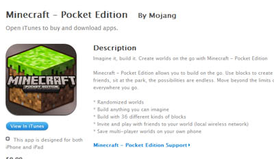 Minecraft arrives on iPhone and iPad iOS