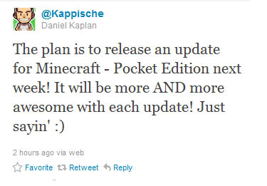 Minecraft Pocket Edition Update Confirmed for wk of 6th Feb