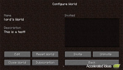 Minecraft Realm - Create World Options