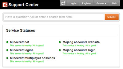 How to check the status of Minecraft login servers?