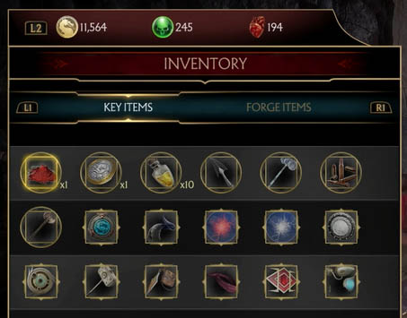 Krypt inventory screen