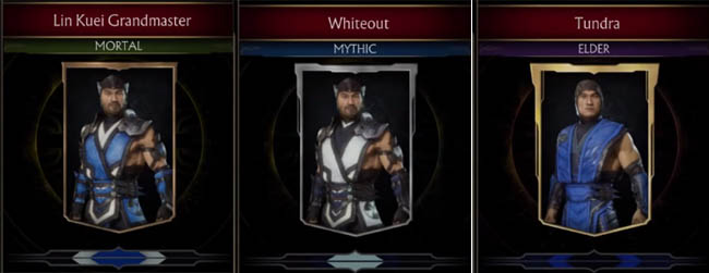 Examples of skin rarities