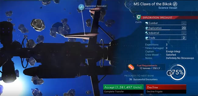 Frigate inspection screen