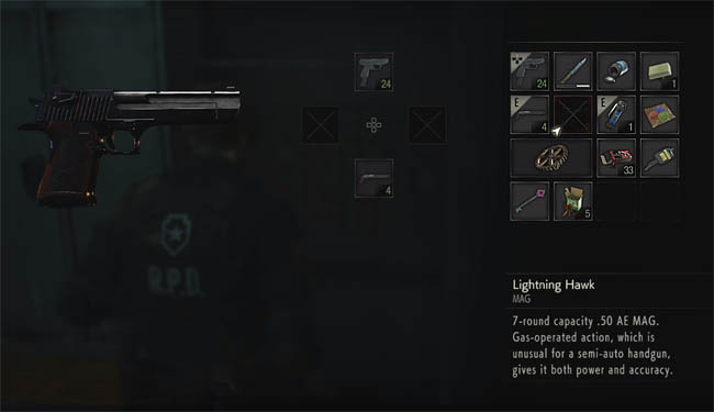 Magnum gun in inventory screen