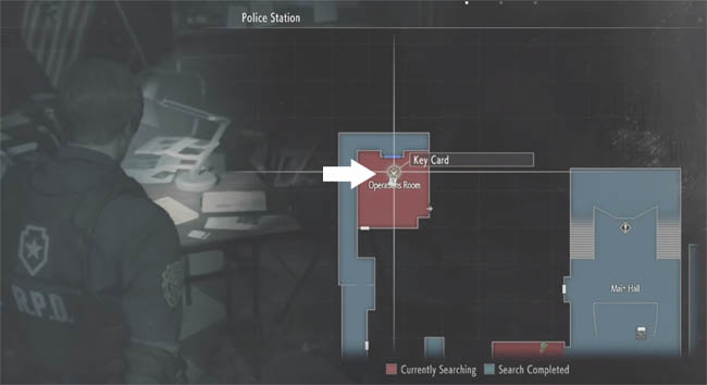 Map showing keycard location in Operation Room