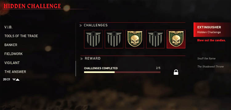 Example for character challenge shown in menu