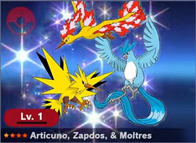 Legendary Spirit example - Articuno, Zapdos & Moltres