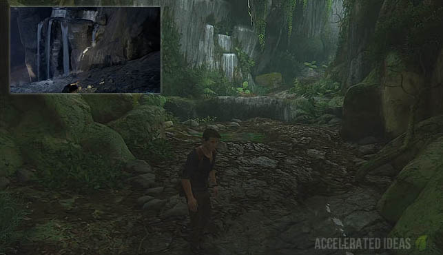 Underground waterfall cave