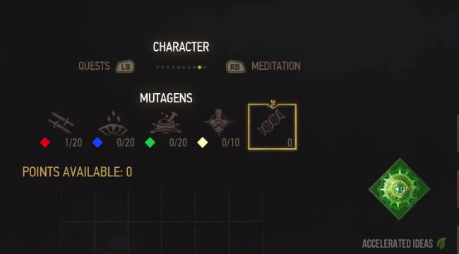 Mutagens on skill tree