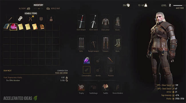 Potion inventory screen