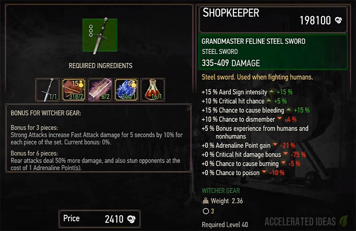 Grandmaster Feline example stats screenshot